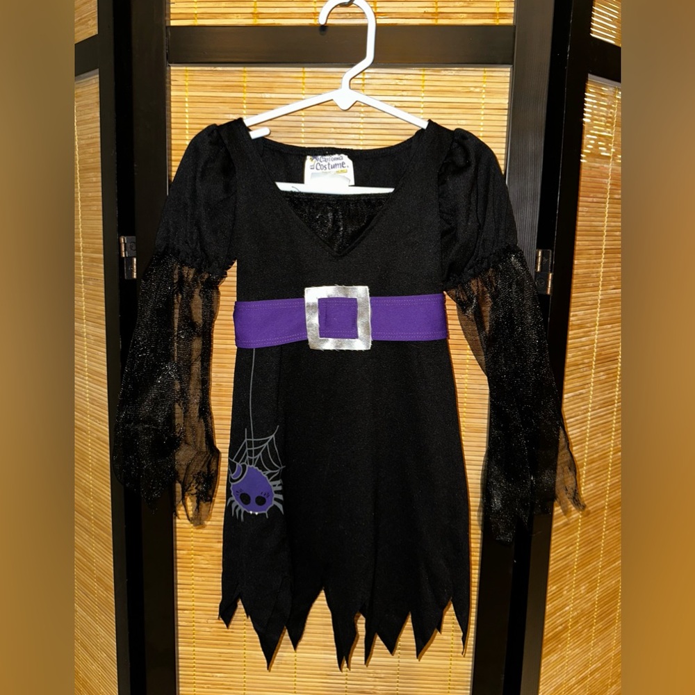 California Costume Wee Witch Halloween Costume Girls sz M 3-4 Dress Hat & Tights - Picture 2 of 15